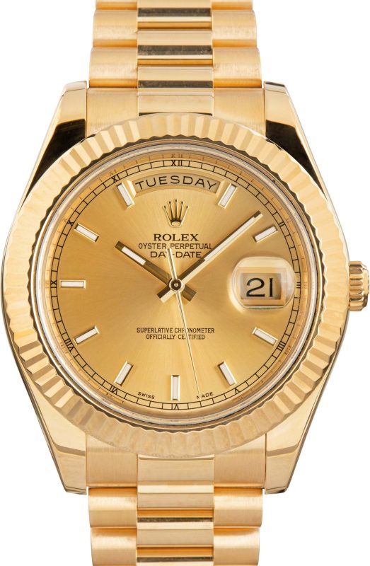 Super Clone Rolex Day-Date II 218238 Champagne Index 41mm