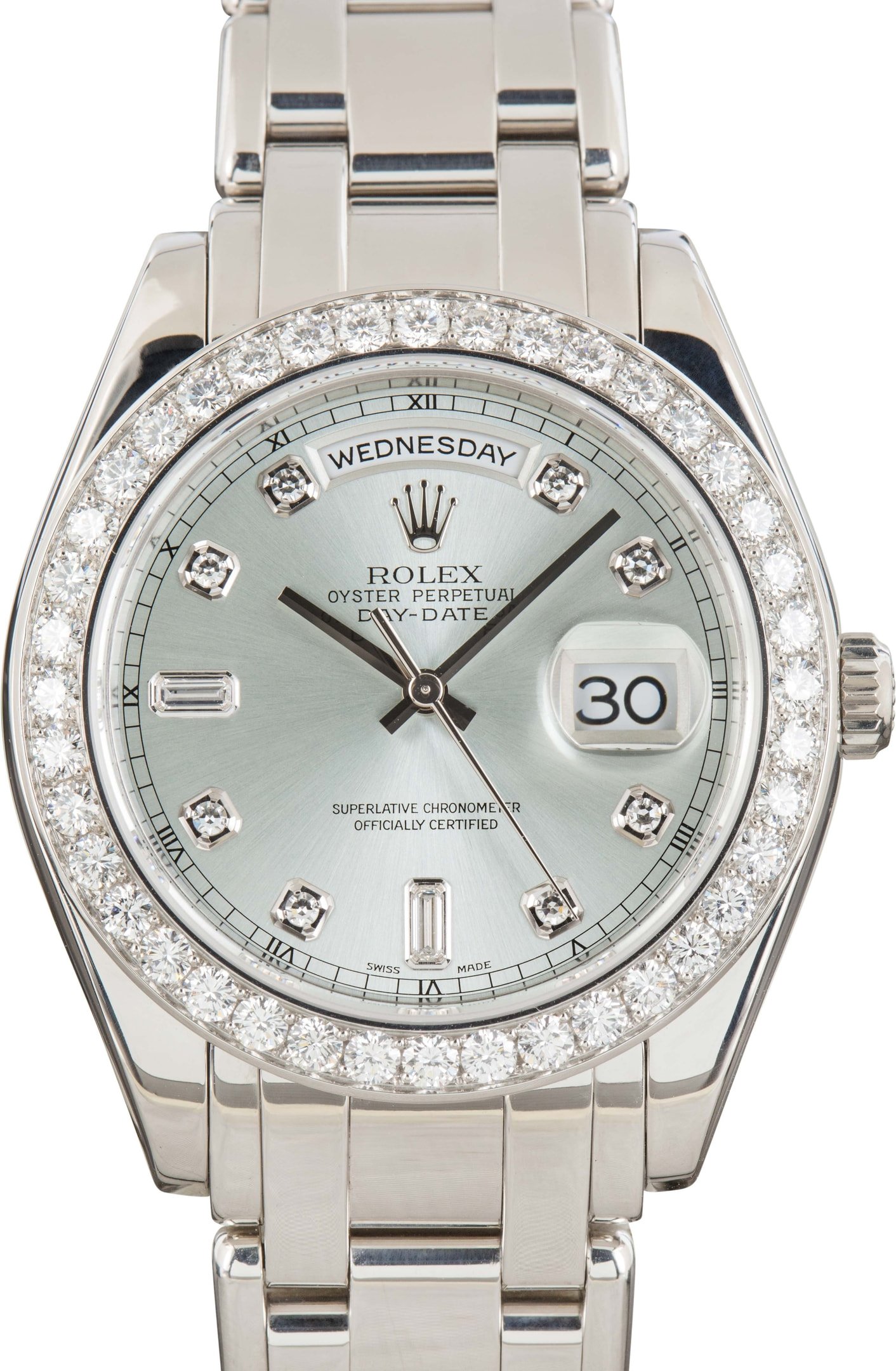 zUsed-Rolex-Day-Date-Masterpiece-18946-SKU182236 Clean Factory Super Clone Rolex Day-Date Platinum Ice Blue Dial - Image 1