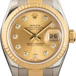 Super Clone Rolex Lady-Datejust 179173 Champagne Diamond 26mm