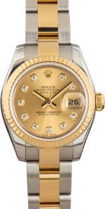 Super Clone Rolex Lady-Datejust 179173 Champagne Diamond 26mm