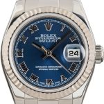 Super Clone Rolex Lady Datejust 179174 Blue Roman Dial 26mm