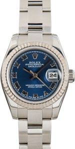Super Clone Rolex Lady Datejust 179174 Blue Roman Dial 26mm