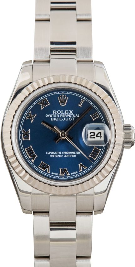 Super Clone Rolex Lady Datejust 179174 Blue Roman Dial 26mm