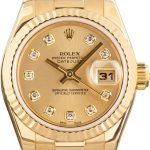 Super Clone Rolex Lady Datejust 26mm Champagne Diamond Dial