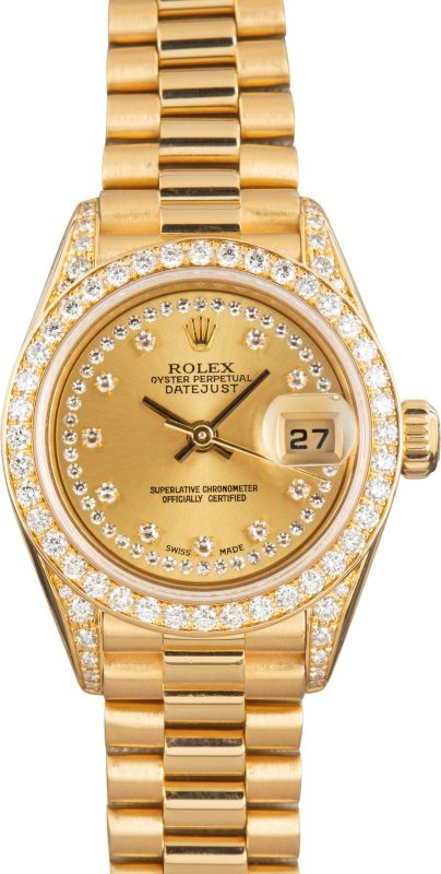 Super Clone Rolex Lady Datejust 26mm Yellow Gold Diamond
