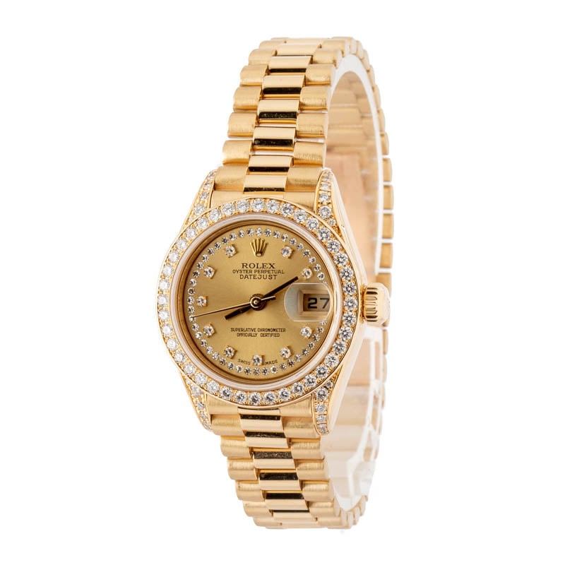 Super Clone Rolex Lady Datejust 26mm Yellow Gold Diamond