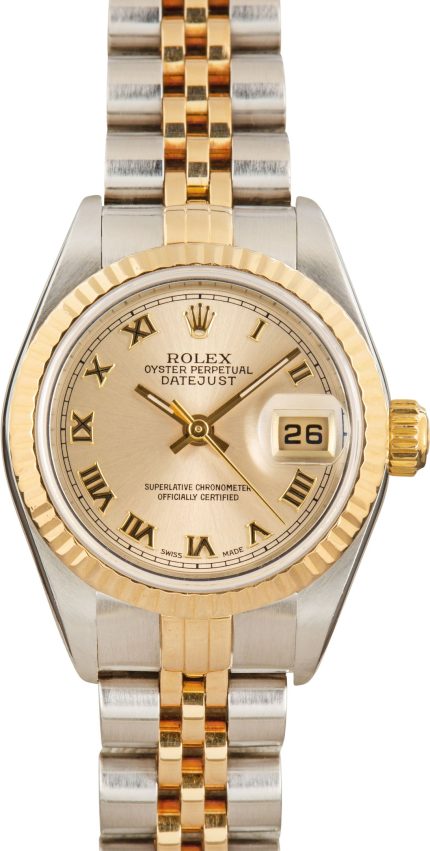 Super Clone Lady Rolex Datejust 79173 Steel Gold Champagne Roman