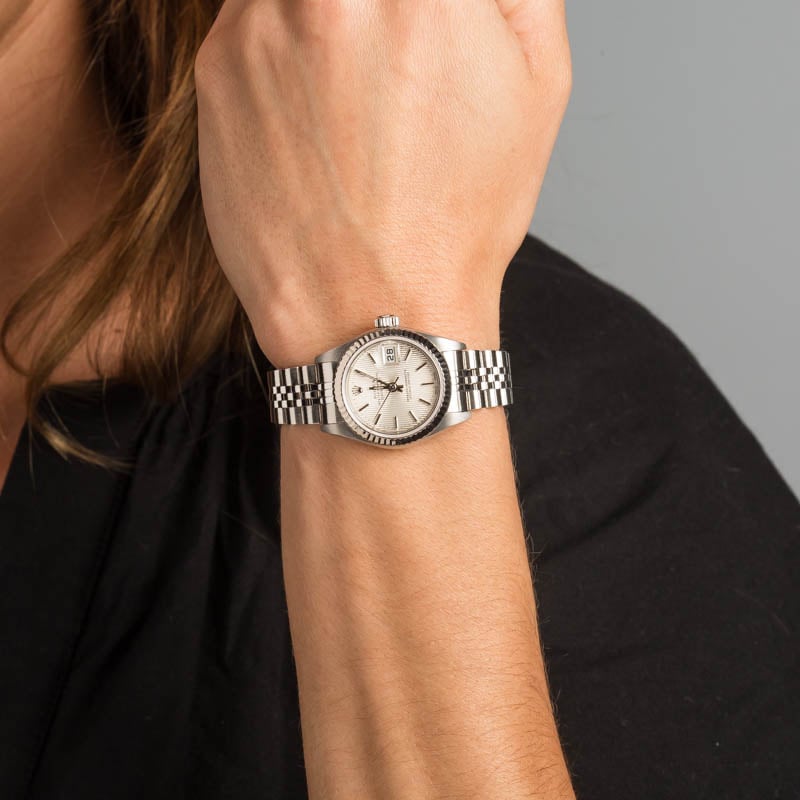 Super Clone Rolex Lady Datejust 79174 Silver Tapestry 26mm