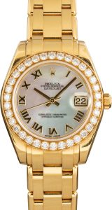 Super Clone Rolex Pearlmaster 34 18K Gold AAA Replica