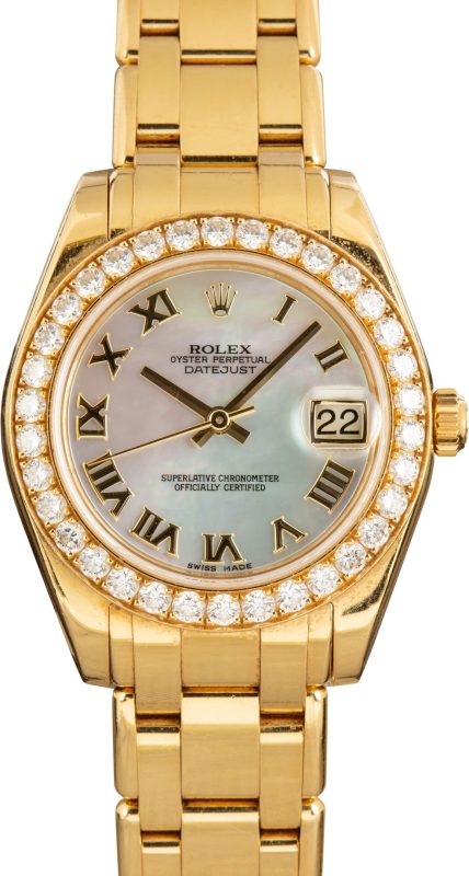 Super Clone Rolex Pearlmaster 34 18K Gold AAA Replica