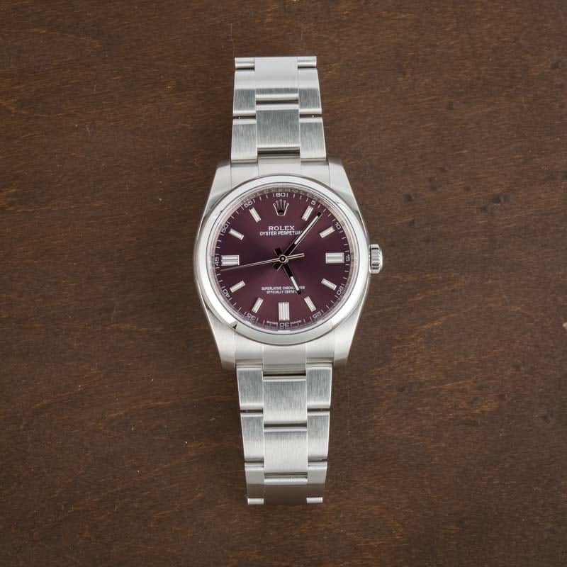 Super Clone Rolex Oyster Perpetual 36mm Red Grape Dial AAA