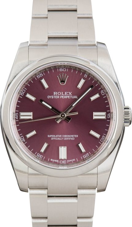 Super Clone Rolex Oyster Perpetual 36mm Red Grape Dial AAA