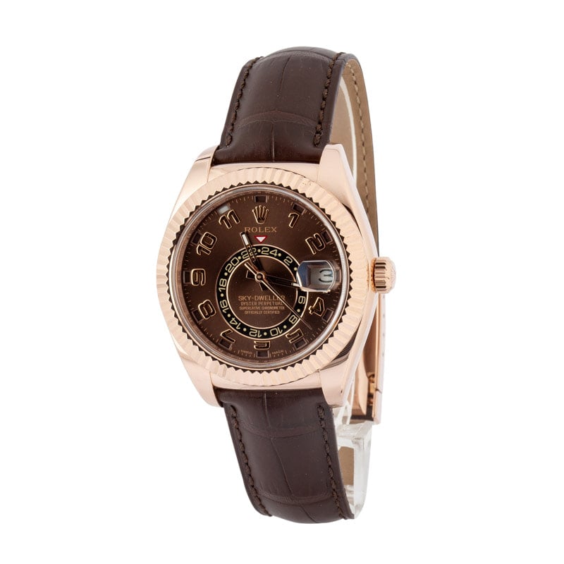 Super Clone Rolex Sky-Dweller 326135 Everose Gold Chocolate Dial
