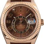 Super Clone Rolex Sky-Dweller 326135 Everose Gold Chocolate Dial