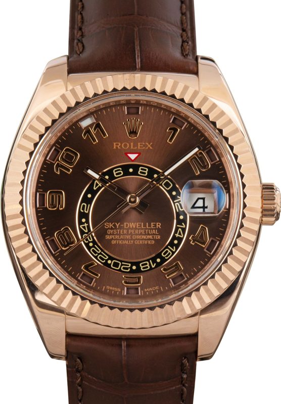 Super Clone Rolex Sky-Dweller 326135 Everose Gold Chocolate Dial