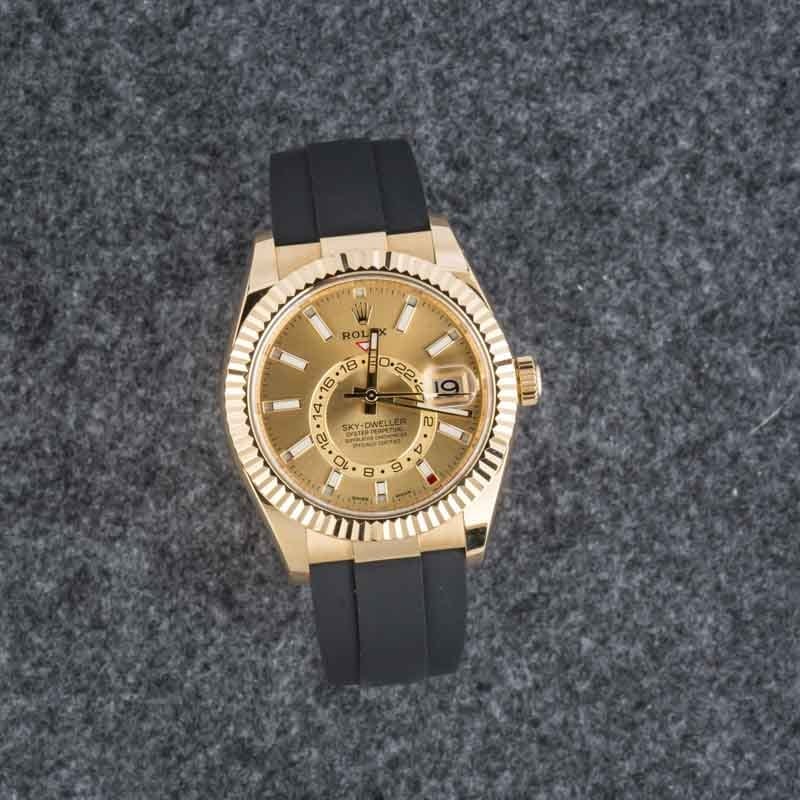 Super Clone Rolex Sky-Dweller 326238 Champagne Dial Yellow Gold