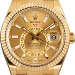 Super Clone Rolex Sky-Dweller 326238 Champagne Dial Yellow Gold