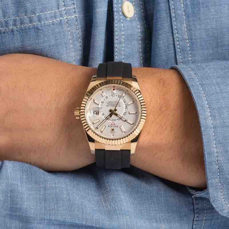Super Clone Rolex Sky-Dweller 326238 White Dial Yellow Gold