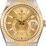 Super Clone Rolex Sky-Dweller 326933 Steel Gold Champagne Dial