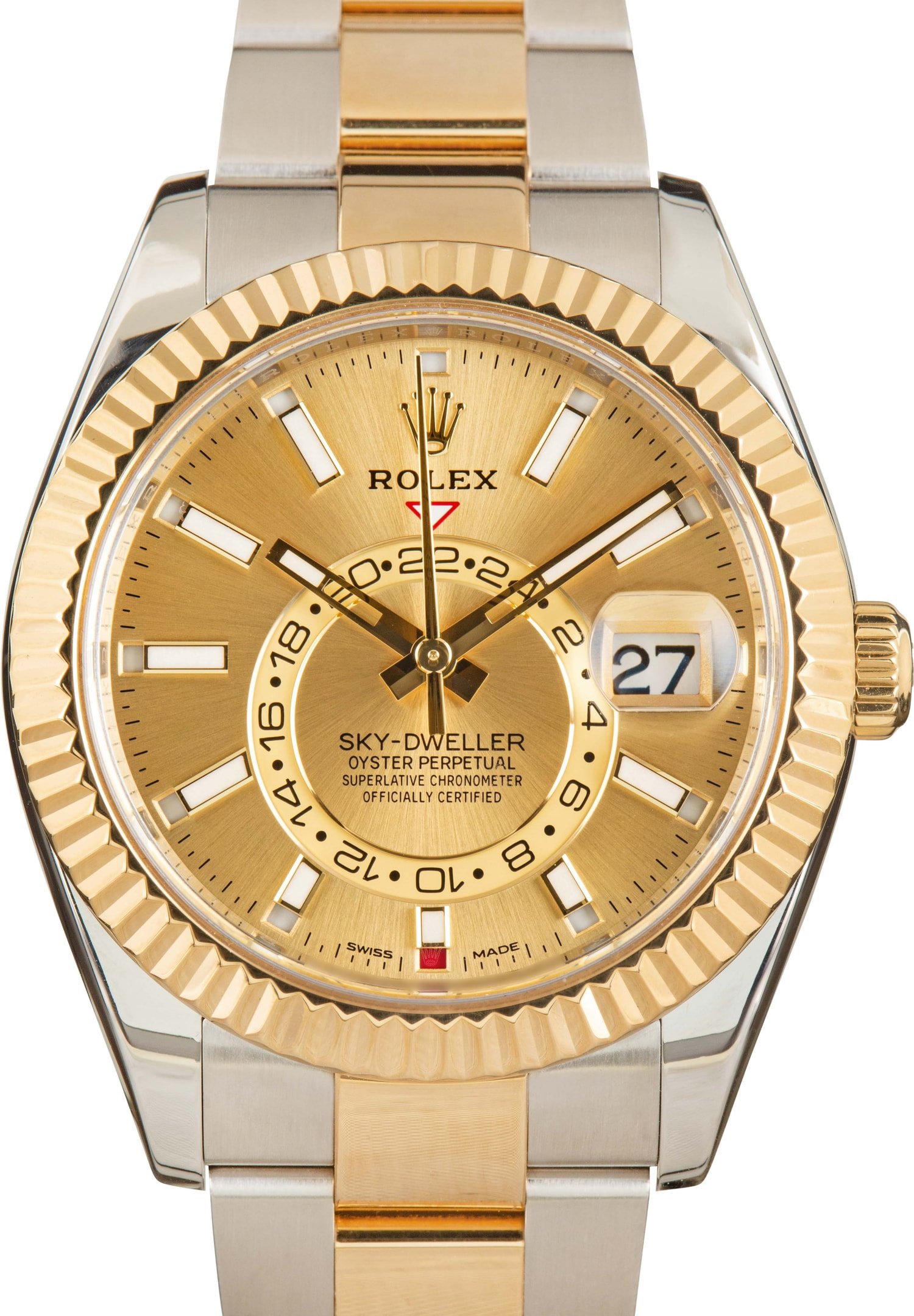 zUsed-Rolex-Sky-Dweller-326933-SKU183143 Super Clone Rolex Sky-Dweller 326933 Steel Gold Champagne Dial - Image 1