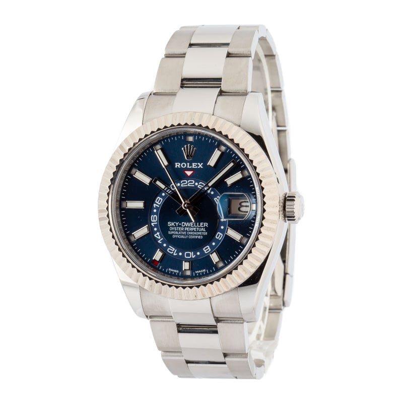 Super Clone Rolex Sky-Dweller 326934 Blue Index Stainless Steel