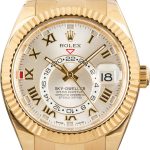 Super Clone Rolex Sky-Dweller 326938 Yellow Gold Silver Roman Dial