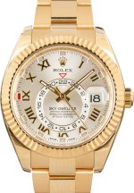Super Clone Rolex Sky-Dweller 326938 Yellow Gold Silver Roman Dial