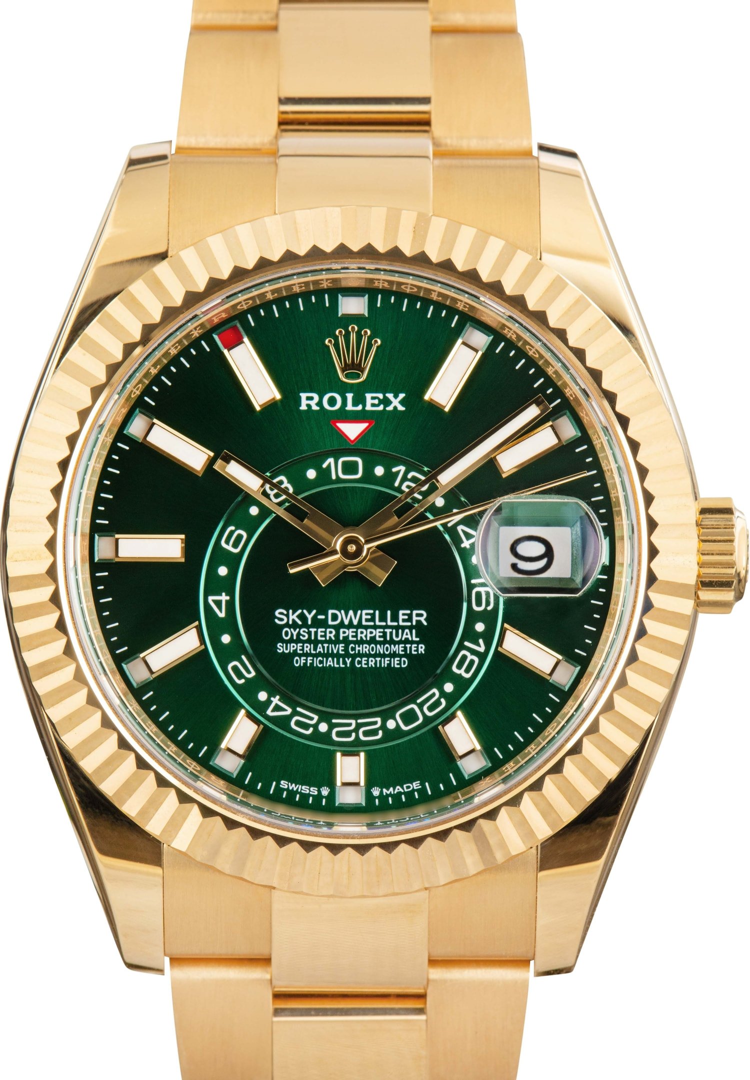 zUsed-Rolex-Sky-Dweller-336938-Green-Dial-SKU183233 Super Clone Rolex Sky-Dweller 336938 Green Dial Yellow Gold - Image 1