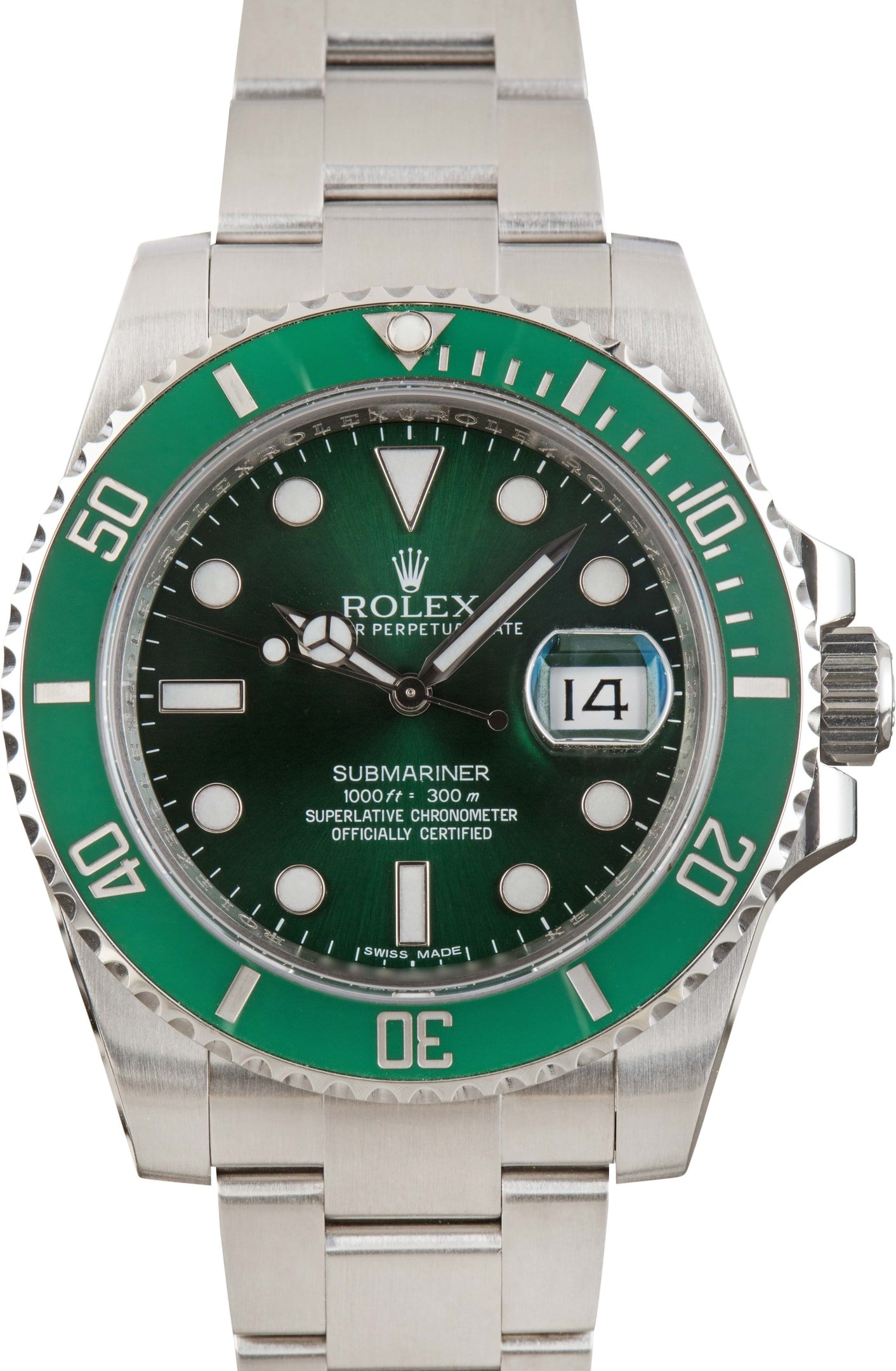 zUsed-Rolex-Submariner-116610-Green-Chromalight-Dial-SKU183447 Clean Factory Super Clone Rolex Submariner Hulk 116610LV AAA Rep - Image 1