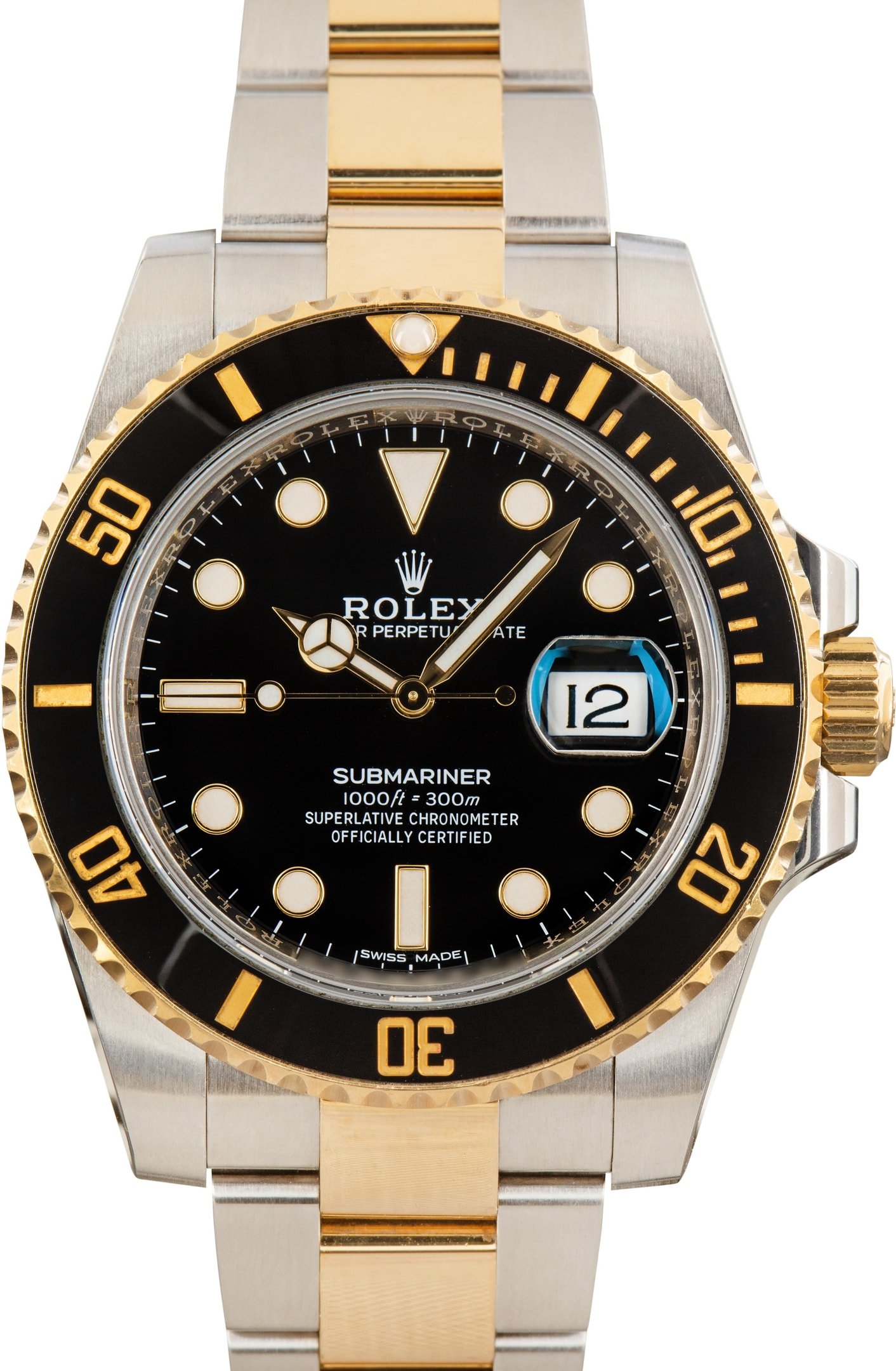 zUsed-Rolex-Submariner-116613-Black-Chromalight-Dial-SKU182862 Clean Factory Super Clone Rolex Submariner 116613 Two Tone - Image 1