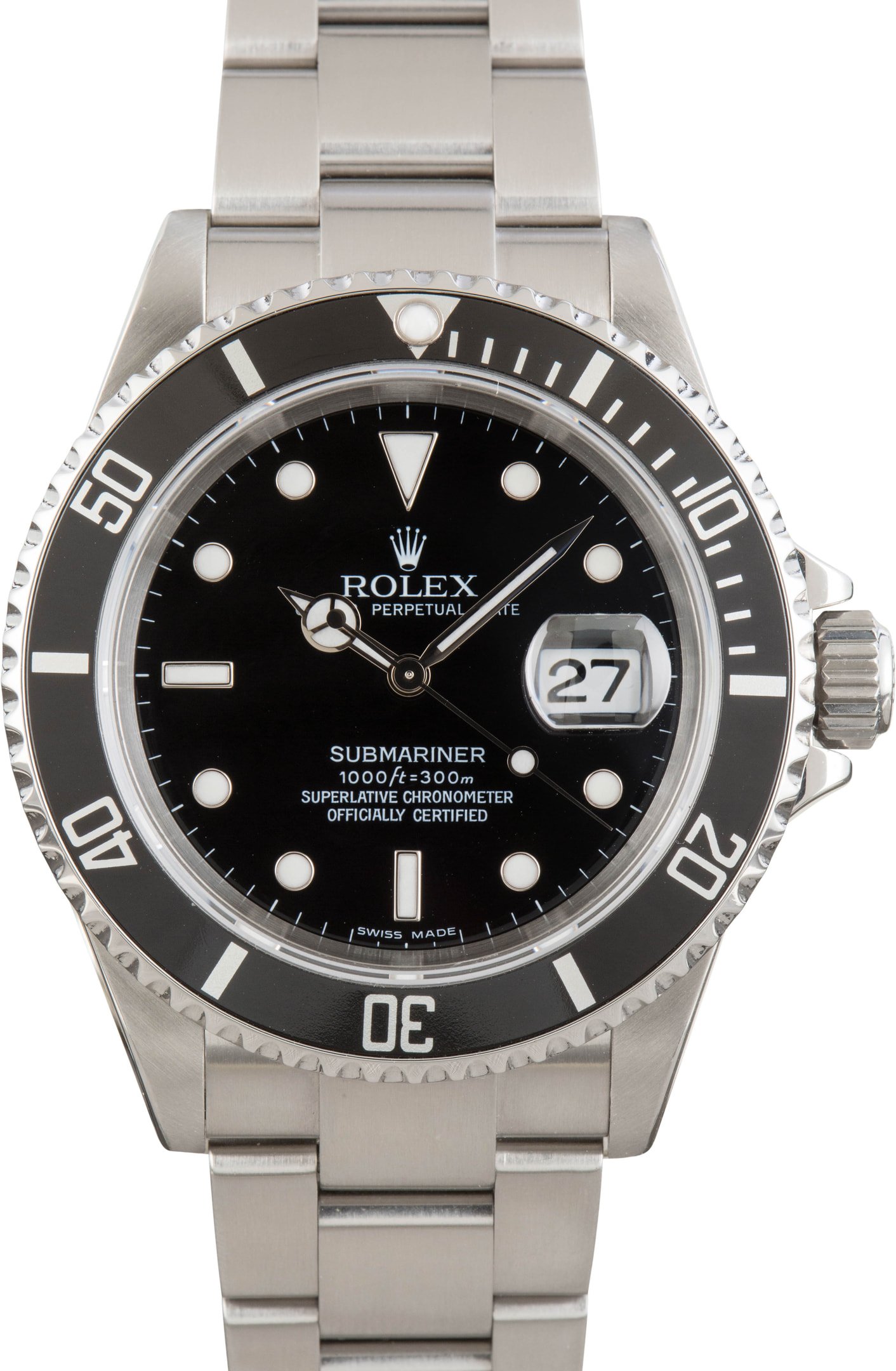 zUsed-Rolex-Submariner-16610-Black-DIal-SKU182988 Super Clone Rolex Submariner 16610T No Holes 40mm Steel - Image 1