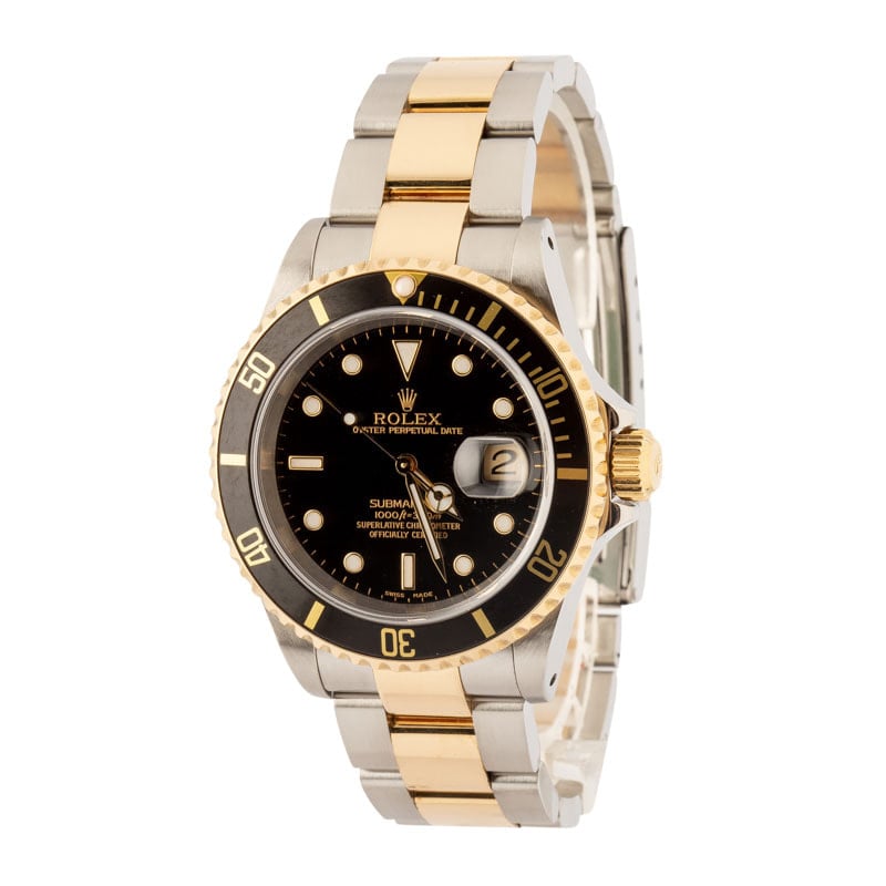Super Clone Rolex Submariner 16613 Steel Gold Black Dial AAA