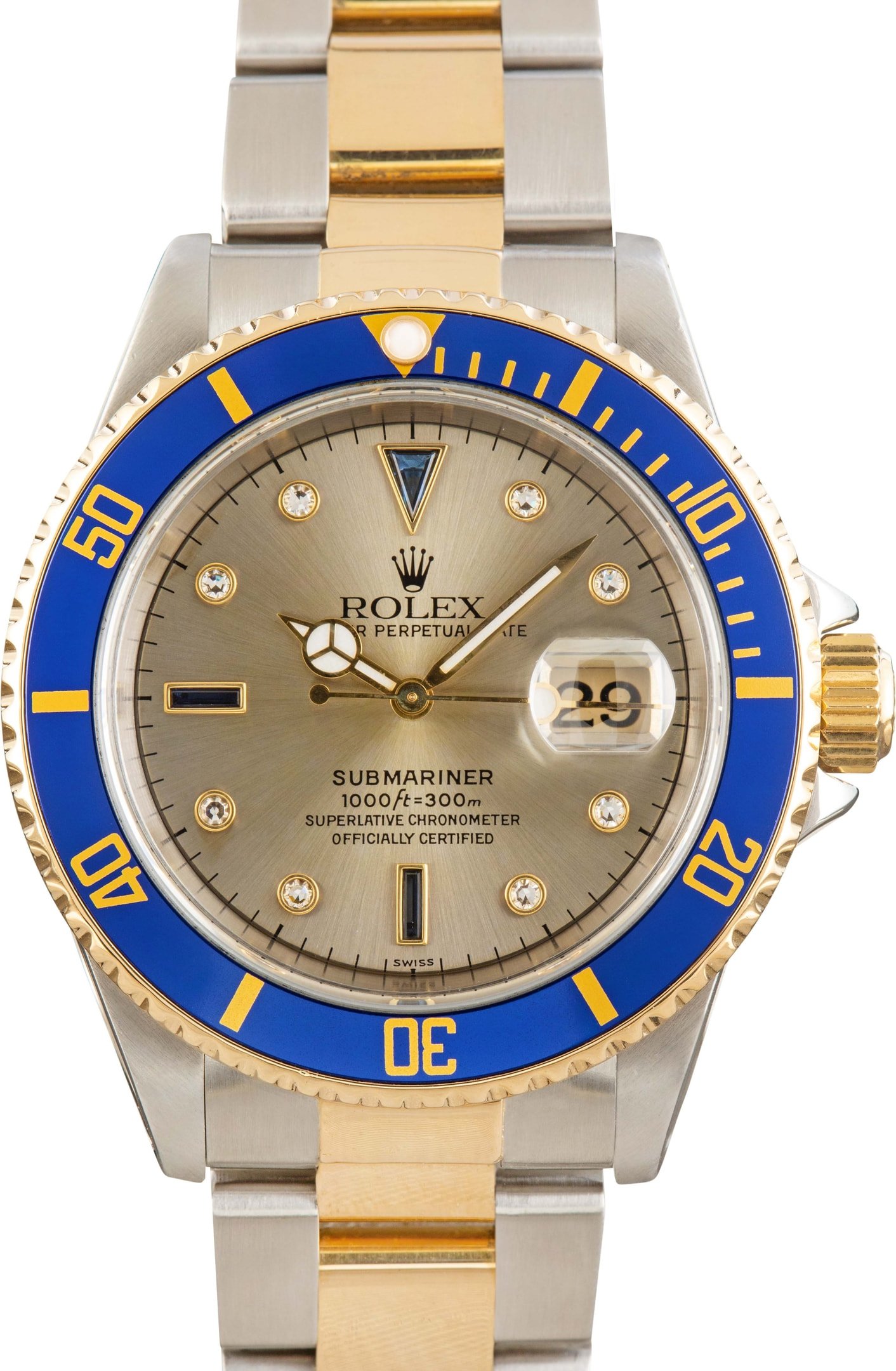 zUsed-Rolex-Submariner-16613-Slate-Serti-SKU182962 Clean Factory Super Clone Rolex Submariner 16613 Serti AAA Rep - Image 1