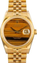 Super Clone Rolex Datejust 36 16018 Tiger's Eye Gold