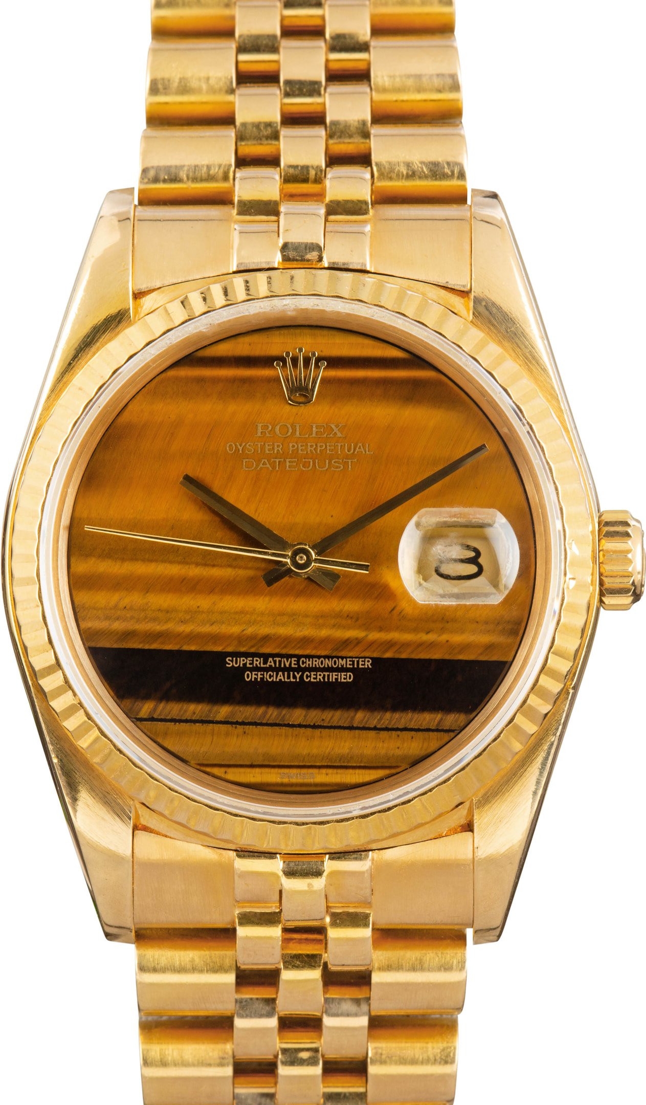 zUsed-Rolex-Wood-Dial-Datejust-36-16018-SKU182105 Super Clone Rolex Datejust 36 16018 Tiger's Eye Gold - Image 1