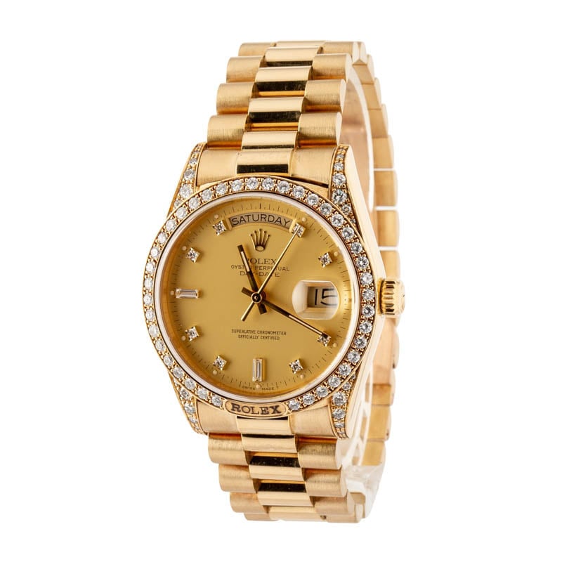 Super Clone Rolex Day-Date 36 Ref 18138 Diamond Gold AAA